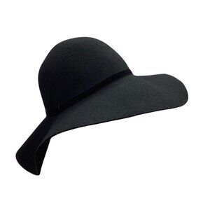 Target Wide-Brimmed Black Wool Floppy Hat Women One Size